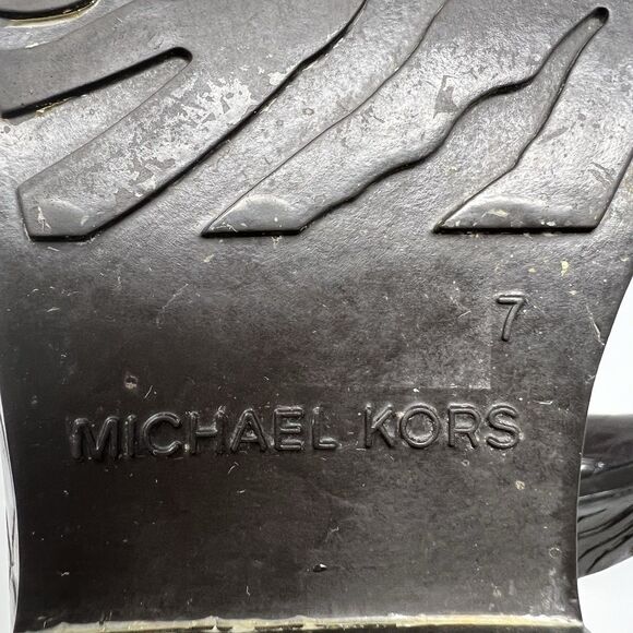 Michael Kors Rain Booties Dark Brown Croc Embossed Equestrian Rubber Rainboot S7 - Picture 13 of 14